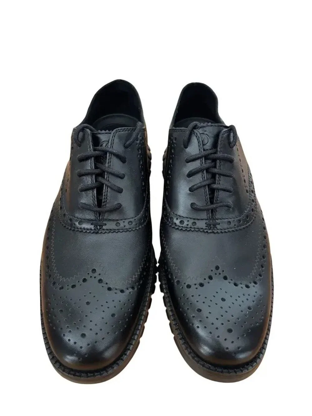 NEW COLE HAAN ZEROGRAND Wingtip Oxfords Black Leather MEN'S 10